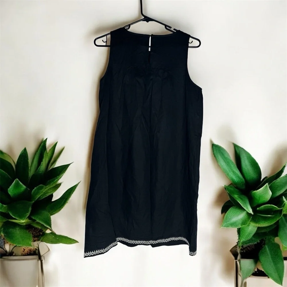 J.Crew Embroidered Linen Blend Sleeveless Dress Black White – Size XS - Picture 2 of 5